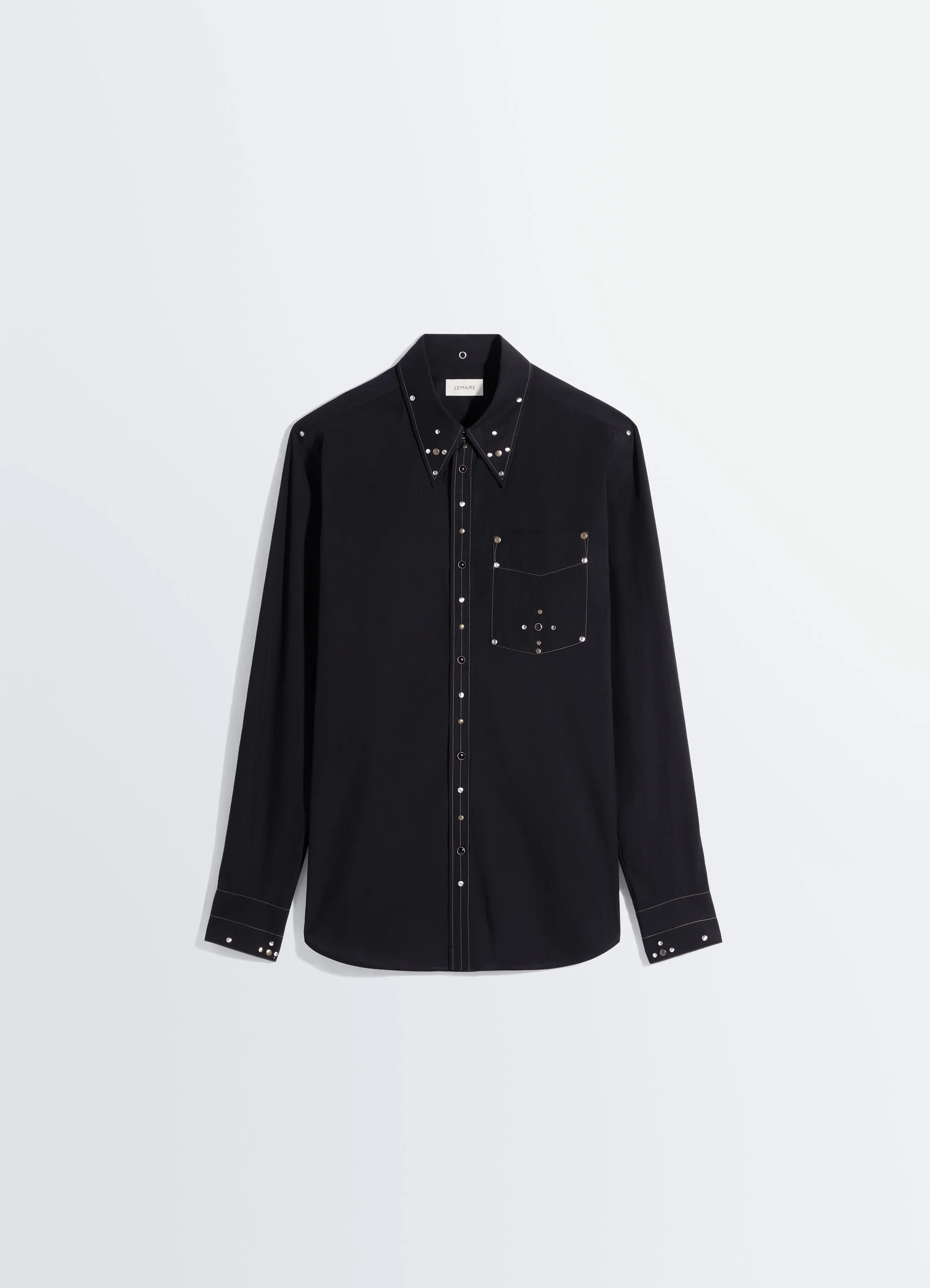FITTED SHIRT WITH STUDS IN CREPE COTTON - Image 6