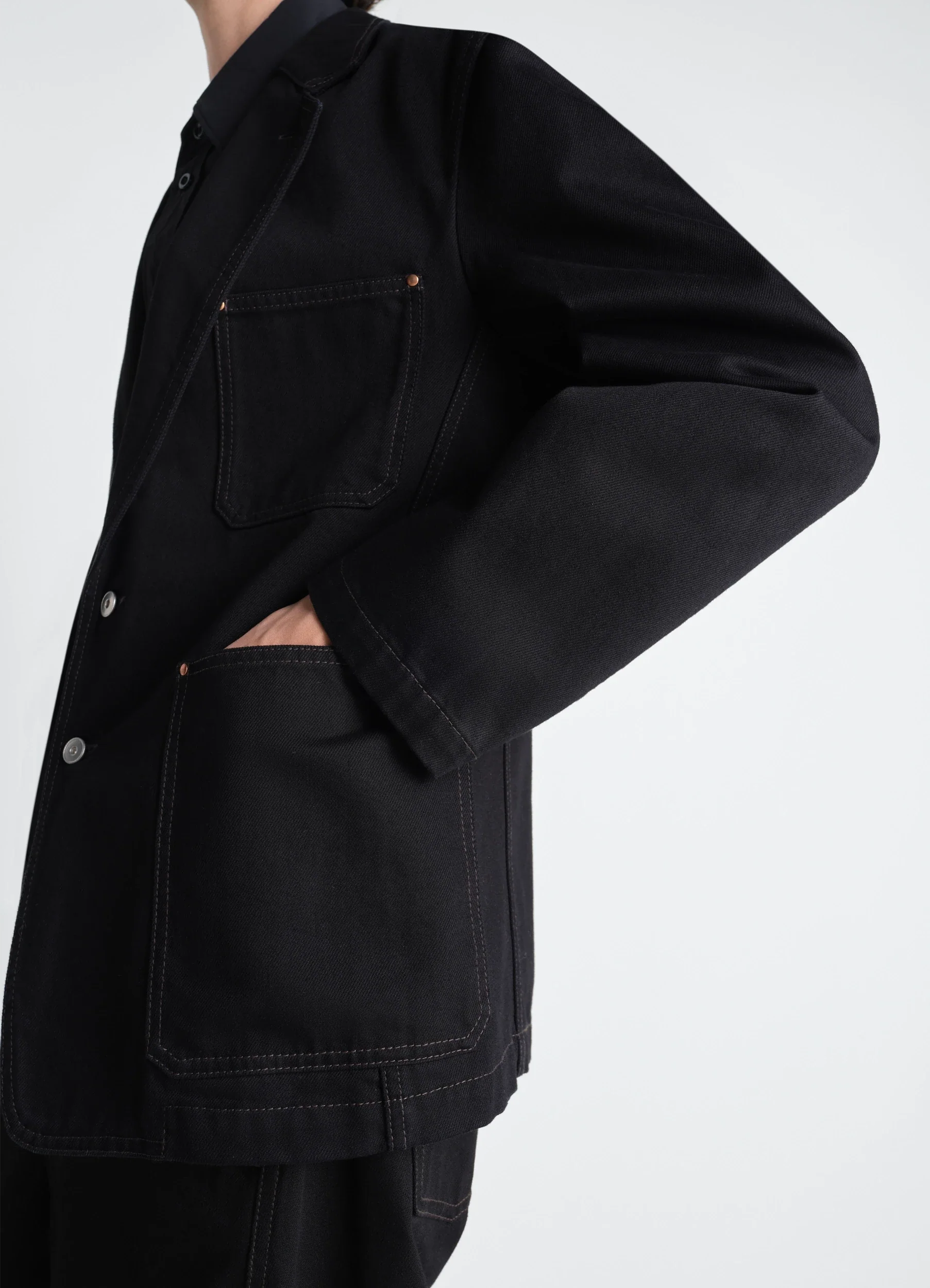 SINGLE BREASTED TAILORED JACKET IN DENIM - Image 4