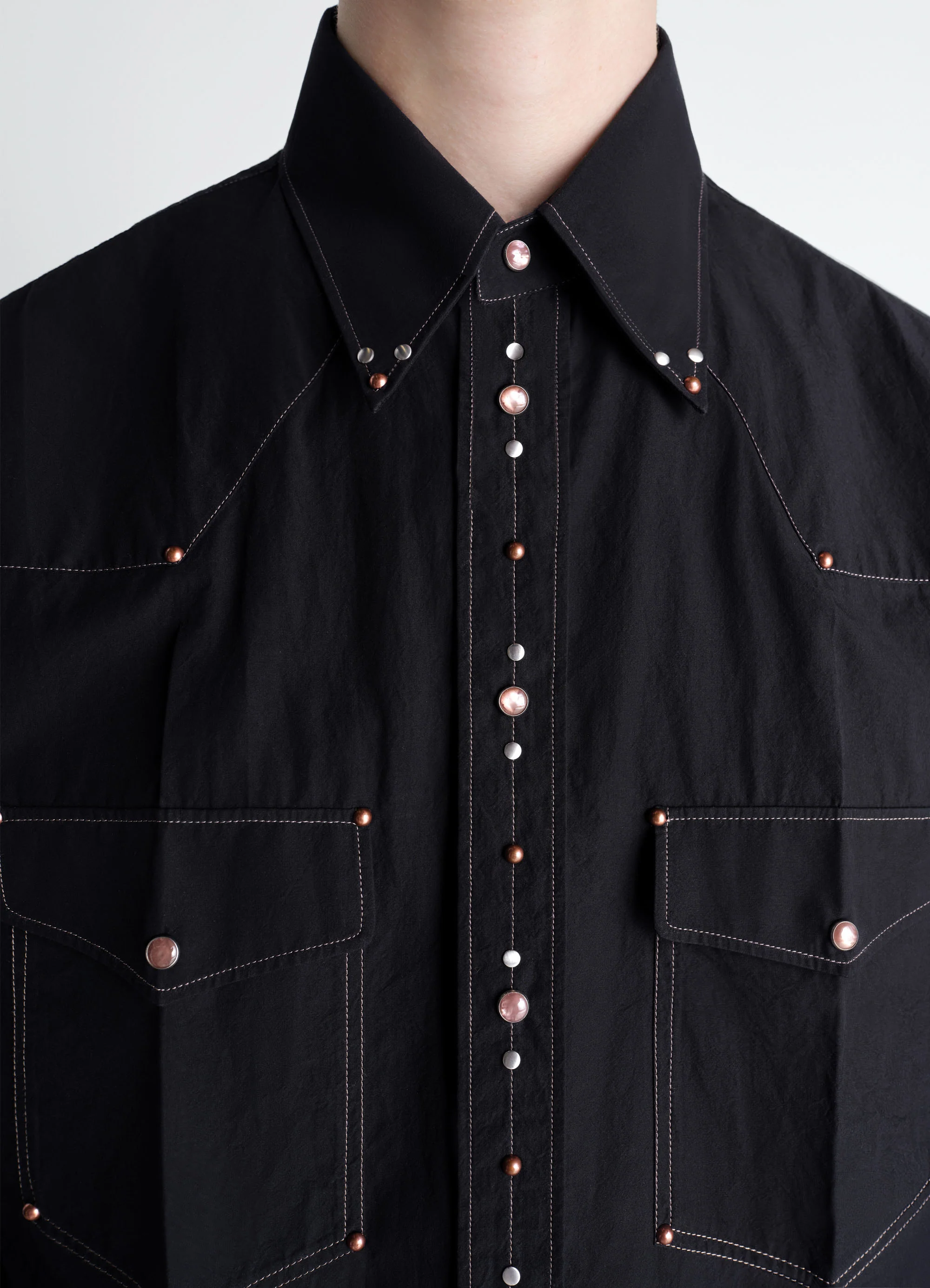SHIRT WITH STUDS IN CREPE COTTON - Image 3