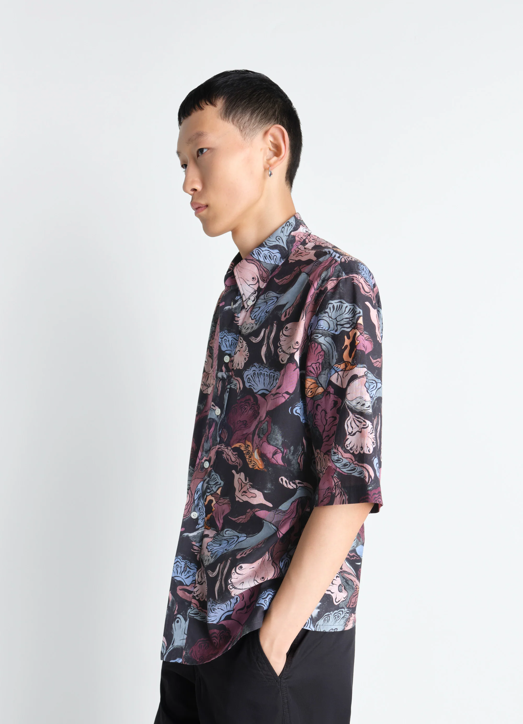 SHORT SLEEVE SHIRT IN FLORAL PRINTED COTTON - Image 3