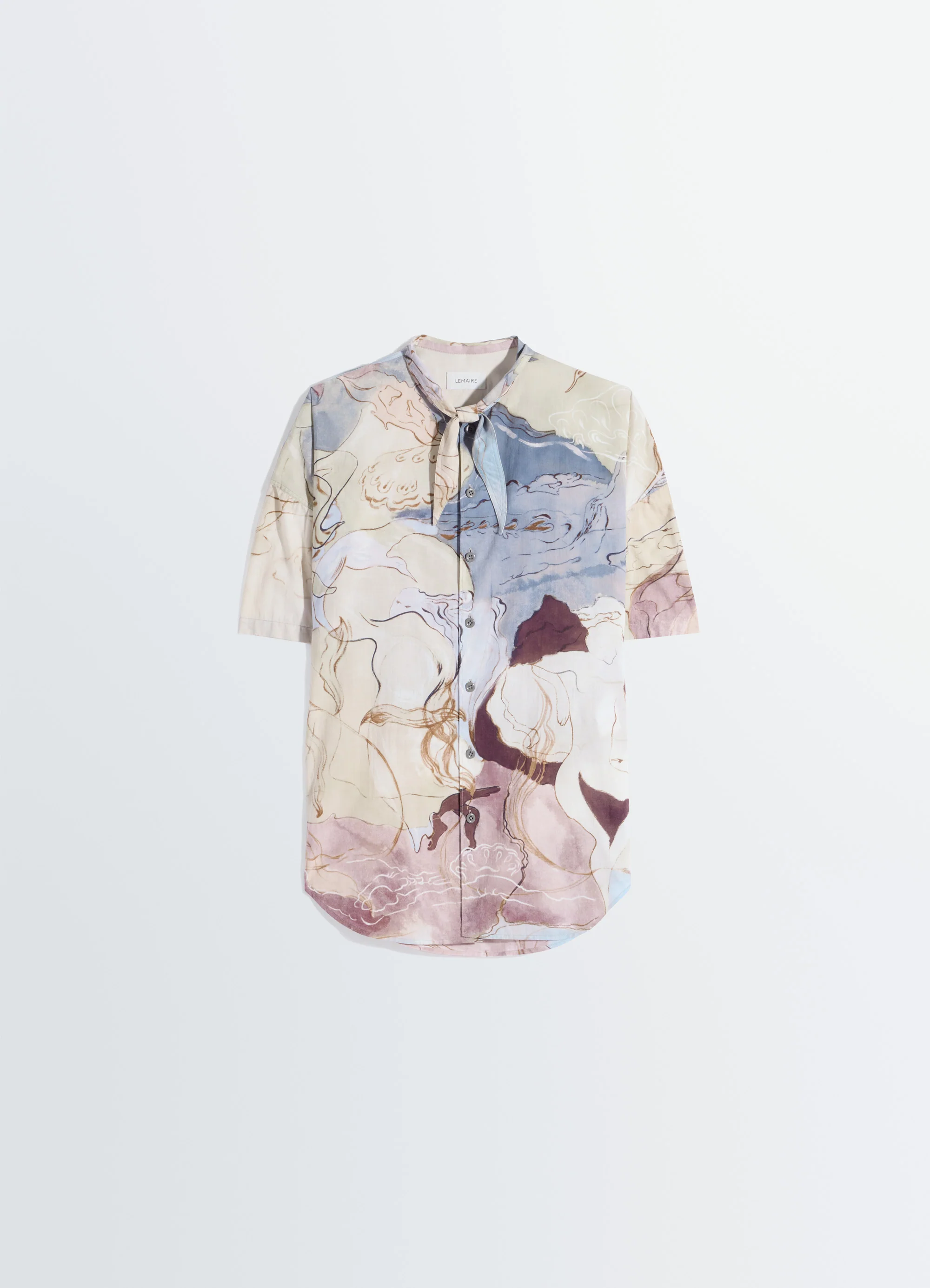 SHORT SLEEVE SHIRT WITH FOULARD IN AQUAREL PRINTED COTTON - Image 6