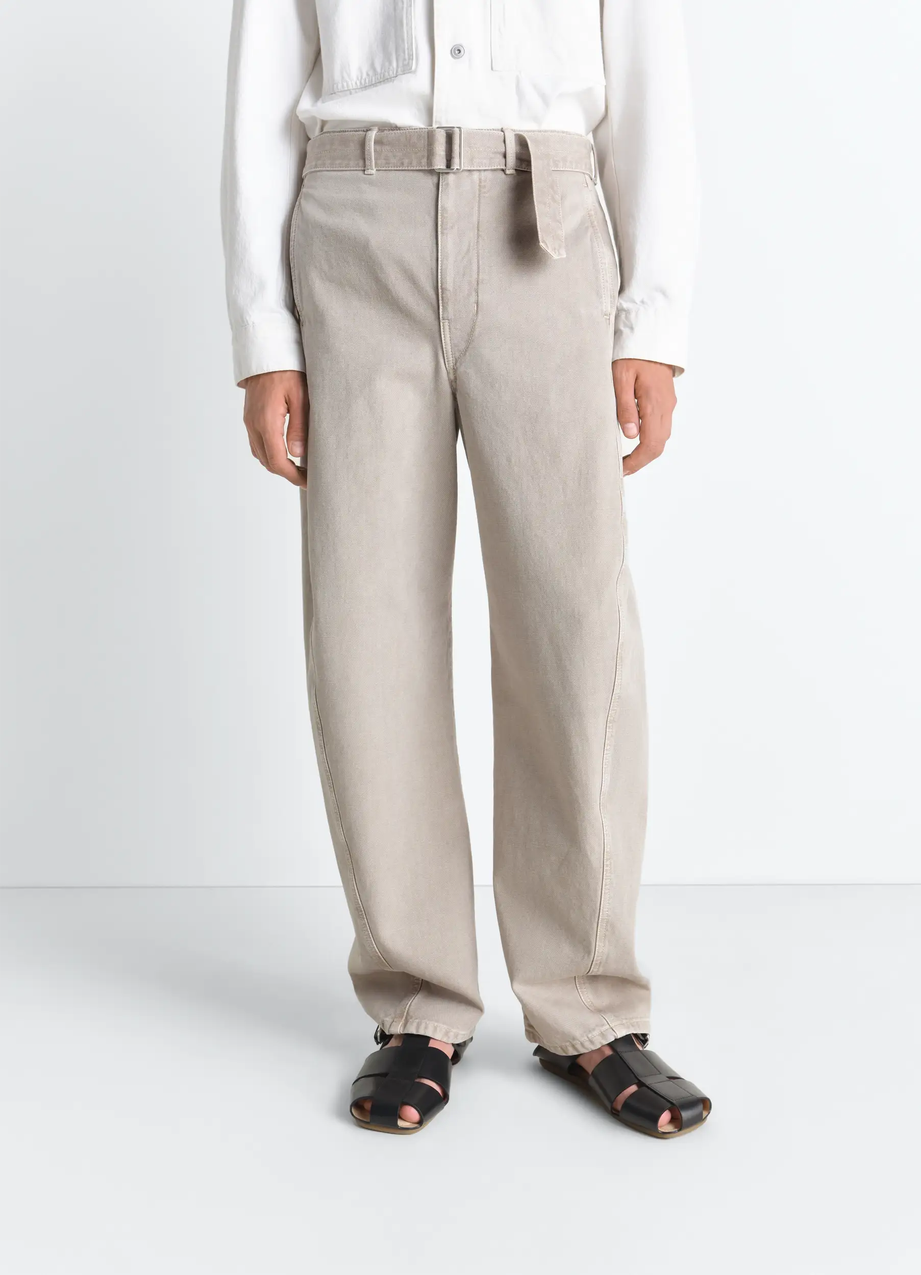 TWISTED BELTED PANTS IN HEAVY BROKEN TWILL SNOW - Image 3