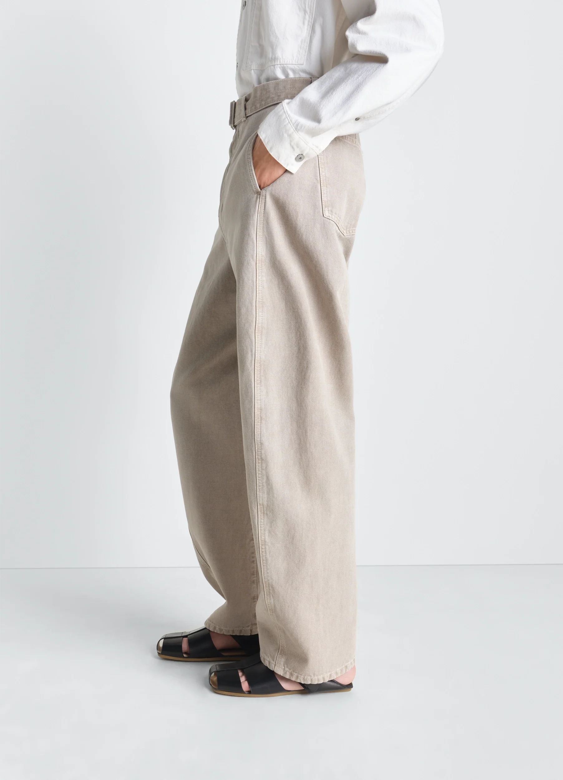 TWISTED BELTED PANTS IN HEAVY BROKEN TWILL SNOW - Image 5