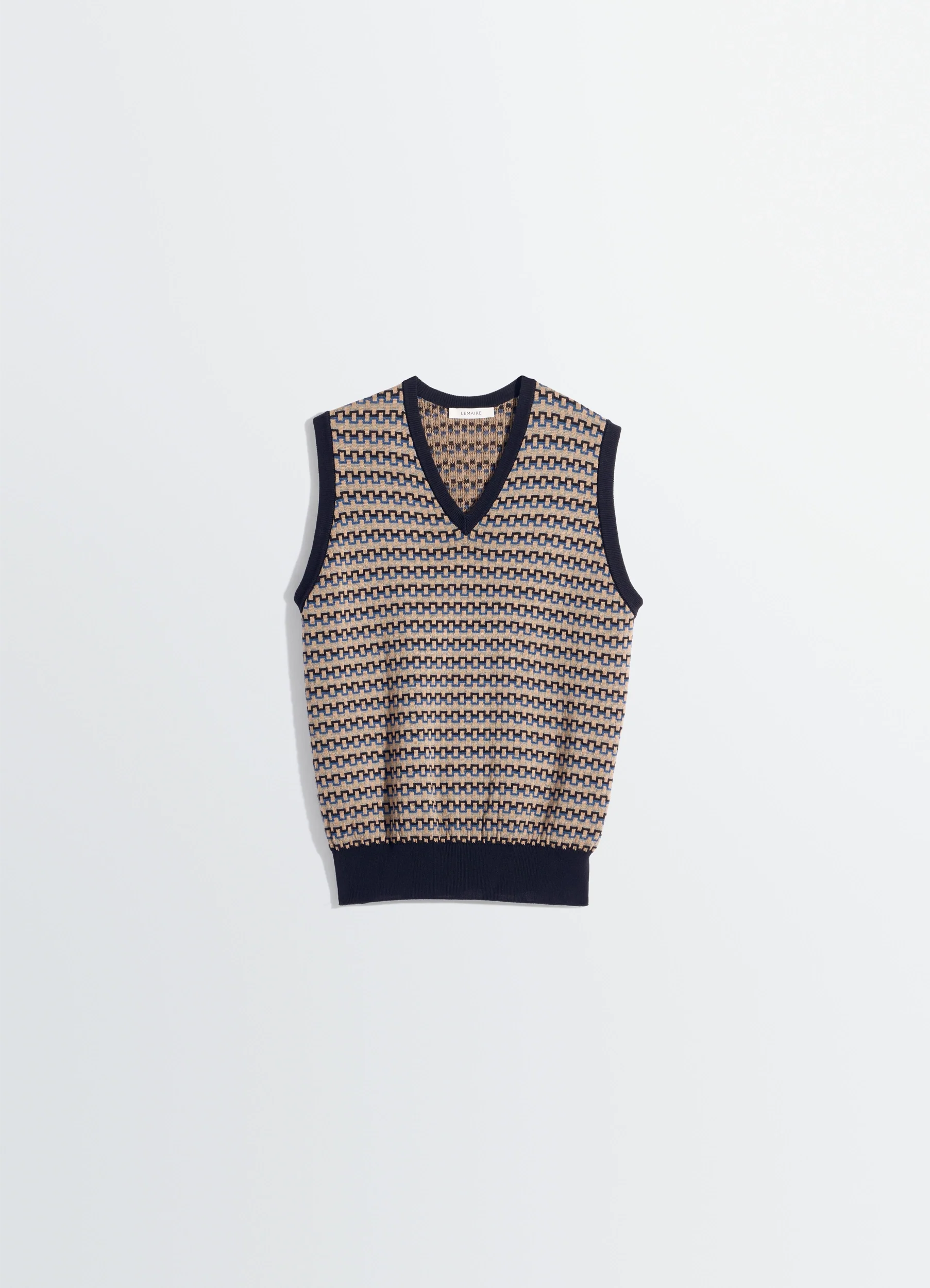 V NECK JACQUARD VEST IN COTTON - Image 6